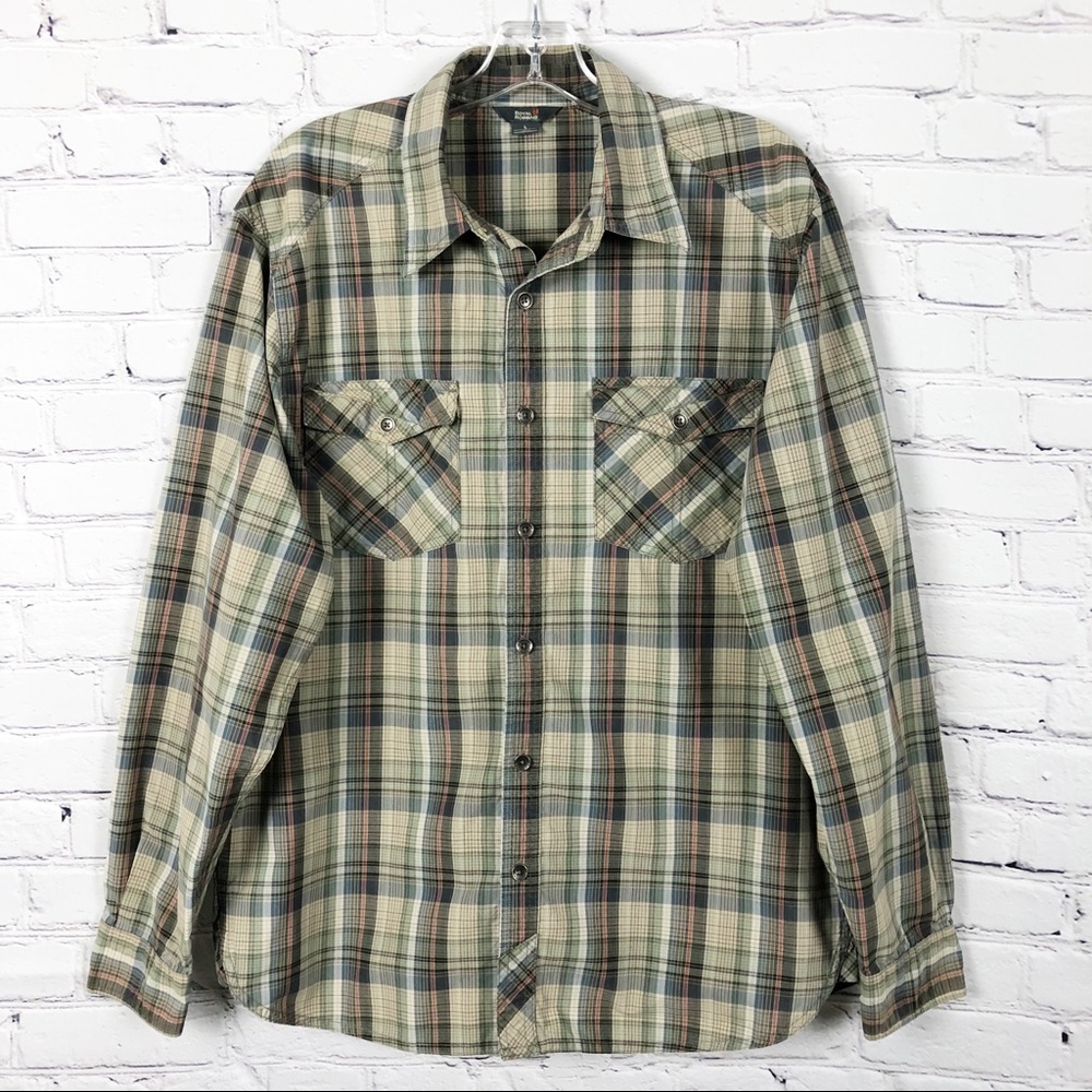Royal Robbins Plaid Long Sleeve Button Up Shirt Sz L